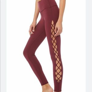 Alo Yoga Maroon Leggings - Lace Up Sides